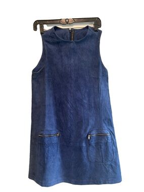 Balenciaga Navy Blue 100% Lambskin Suede Shift Dress FR 42 ( Dry-Cleaned)